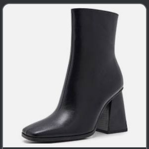 Nasty Gal block heel square toe boot in black